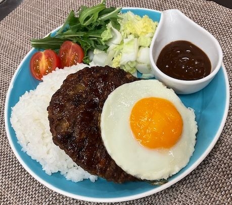 Soy meat veggie hamburger plate